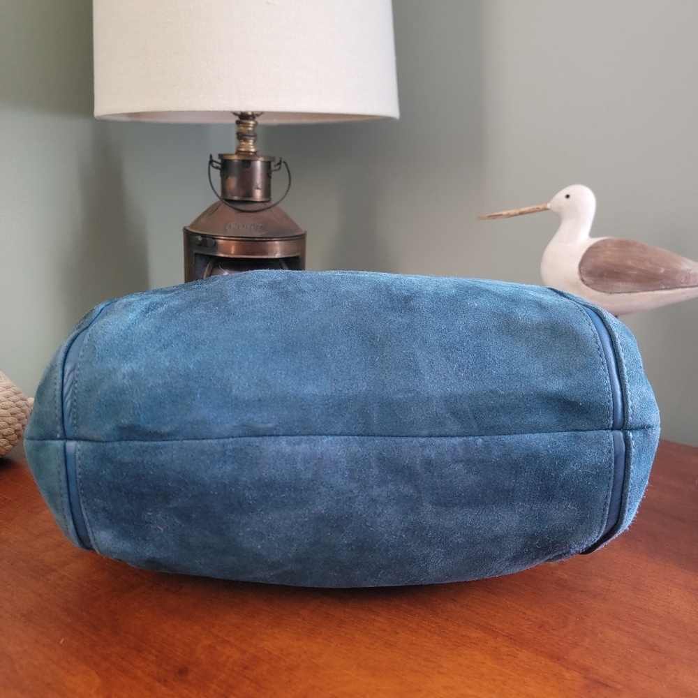 Coach F24689 Colette Tote Teal Blue Leather Suede Bag - Picture 8 of 15